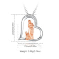 Merryshine 925 Sterling Silver Heart Shape Zircon Dainty Mom Mother and 2 Daughter Pendant Necklace