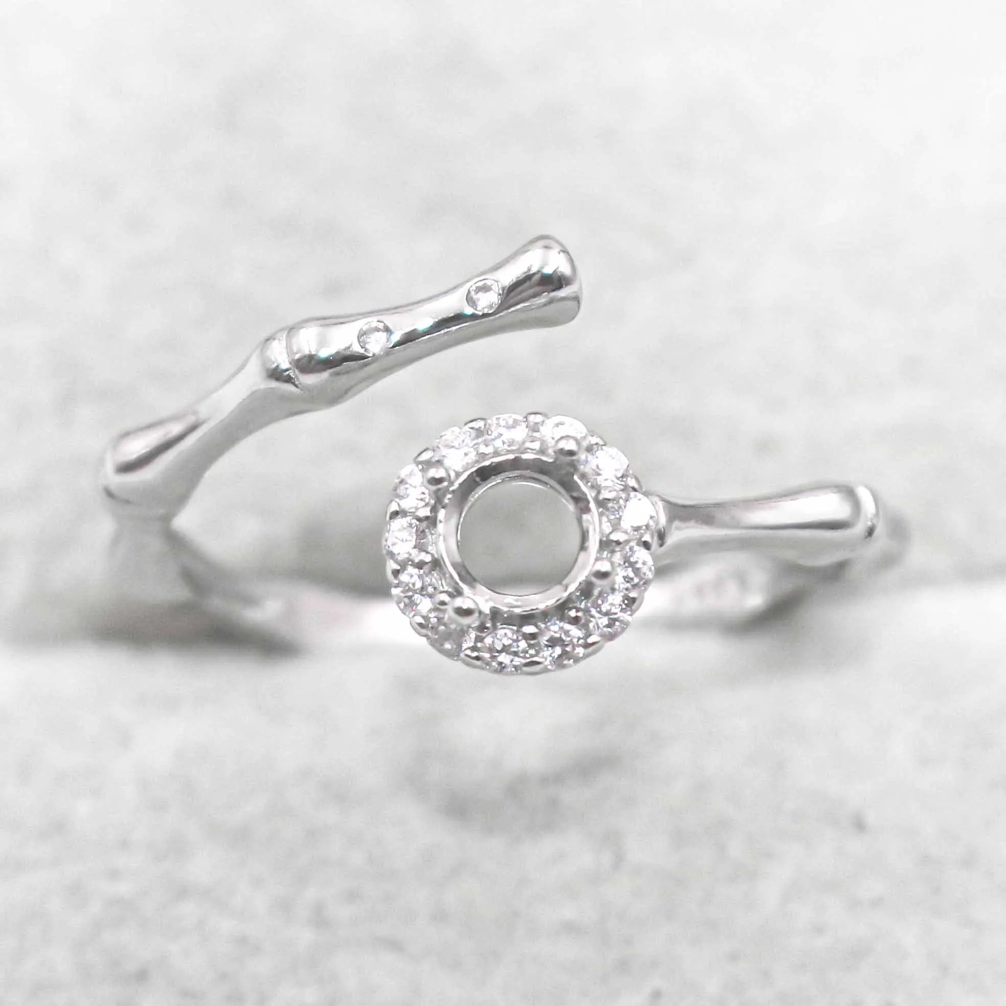 Semi Mount 4*4mm Sterling Silver Ring Empty Frame Blank Support Claw Setting S925 Base Holder Without Center Stone for DIY Inlay