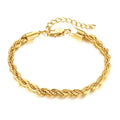 Fashion 2MM 3MM 5MM Thick Twisted Rope Chain Jewelry Waterproof Custom Women Men 18K Gold Stainless Steel Bracelet