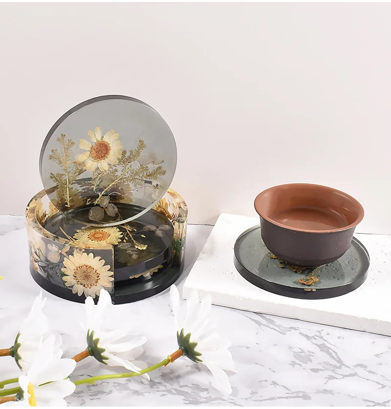 Delicate handmade large size epoxy resin coaster safety silicone mold home decoration storage box silicone mold