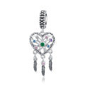 925 Sterling Silver Dreamcatcher Heart Charms Color Zircon Beads Women's Fine Pendants Charms Fit Original Pendant SCC1445