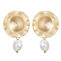 HOVANCI European Statement Vintage 14K Gold Plated Spiral Pearl Dangle Earring S925 Sterling Silver Natural Pearl Stud Earring