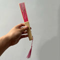 Chinese Style Handheld Bamboo Fans Plastic Fabric Fans Hand Holding Fans for Party