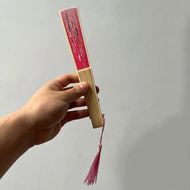 Chinese Style Handheld Bamboo Fans Plastic Fabric Fans Hand Holding Fans for Party