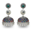 Ethnic Gypsy Indian Drop Earrings for Women Boho Jewelry Ladies Retro Antique Silver Round Charm Pearl Tassel Jhumka Earring