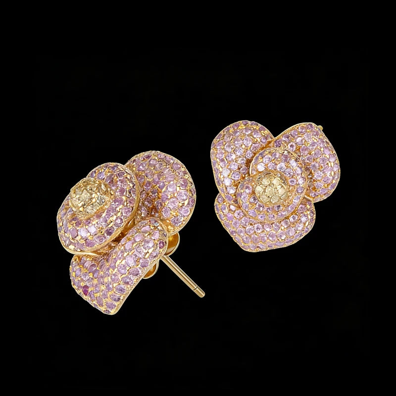 Best Selling Brass Zircon Flower Earrings for Women