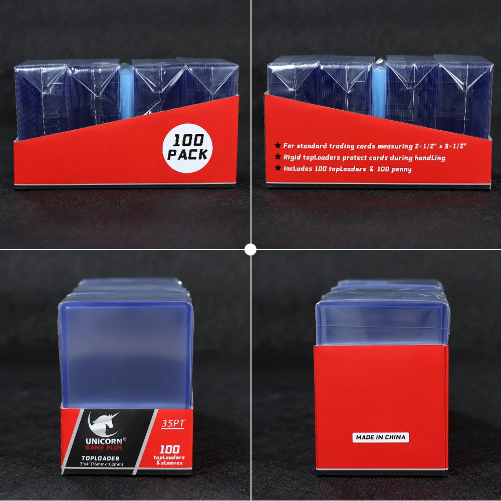 Premium Clear Rigid PVC Top Loader 1000 Counts Plastic Card Holder Baseball Basketball Sports 35PT 3x4 Packaging Printing