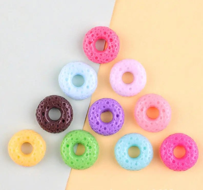 Wholesale Colorful  Donuts Flatback Resin Froot Loops Cabochon Craft for Diy Hair Accessories Mobile Phone case Decoration