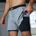 Gym Workout Compress Shorts Quick Dry Breathable Active 2 in 1 Running Mens Shorts With Pockets