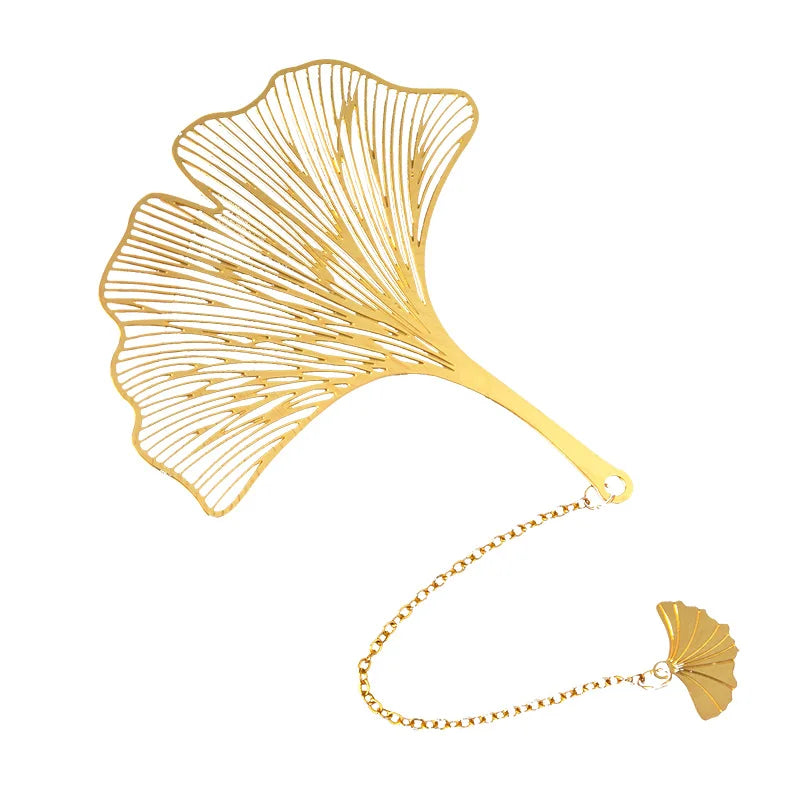 Customizable Metal Leaf Bookmarks with UV Printed Apricot Gold Hollow Maple Plant Vein Tassel Sets Casting Technique