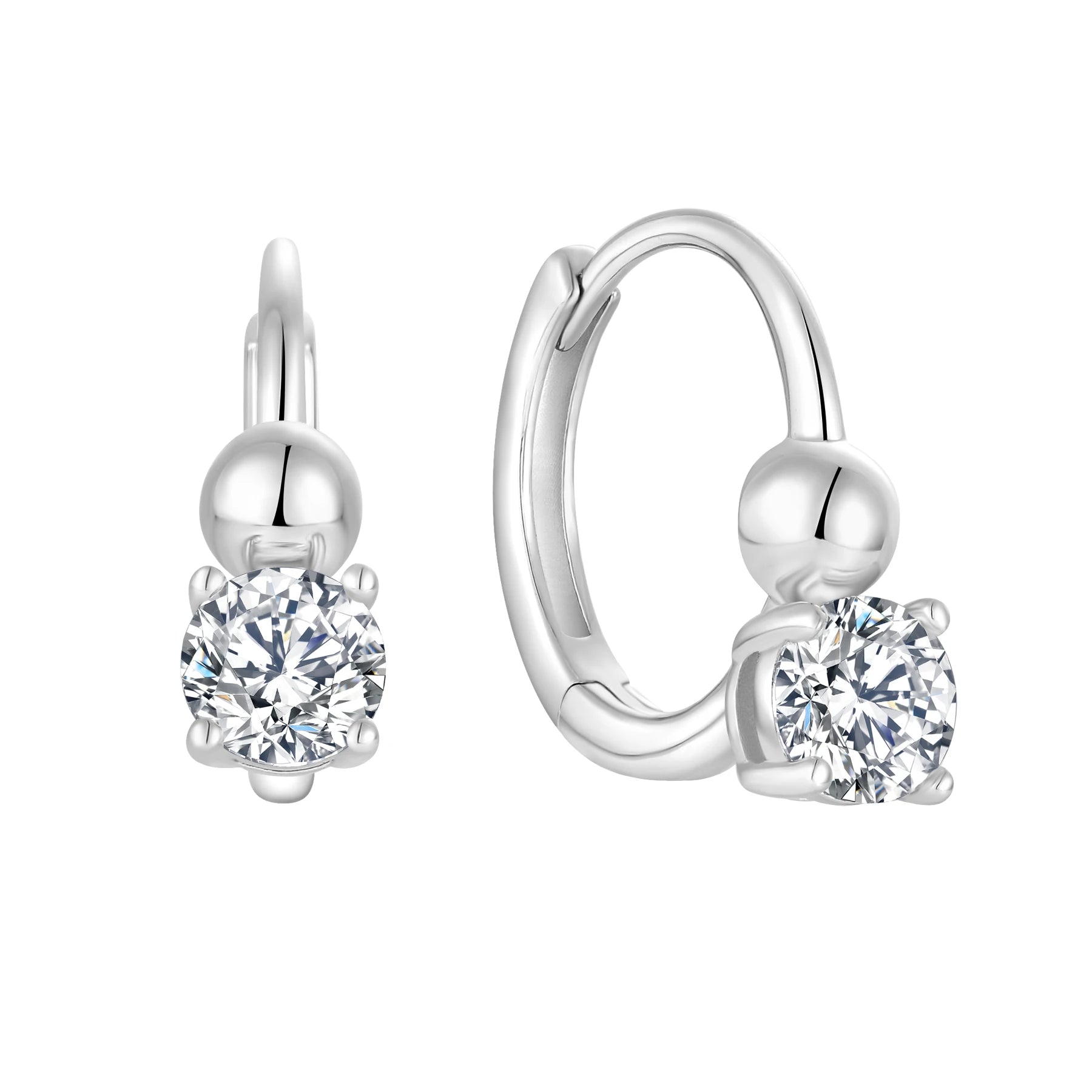 Qingxin CUSTOM Jewelry Classic Gentle and Elegant Design Zircon 925 Sterling Silver Rhodium Plated Hoop Earrings