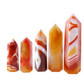 Multi-Sized Striped Carnelian Agate Natural Stone Hexagonal Pillar Decoration Office Ornament Tower Stone Crafts DIY Gift