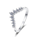 Best Selling S925 Sterling Silver Pour V Shape CZ Rings Stylish 925 Silver Rose Gold Plated High Polished V Rings for Women