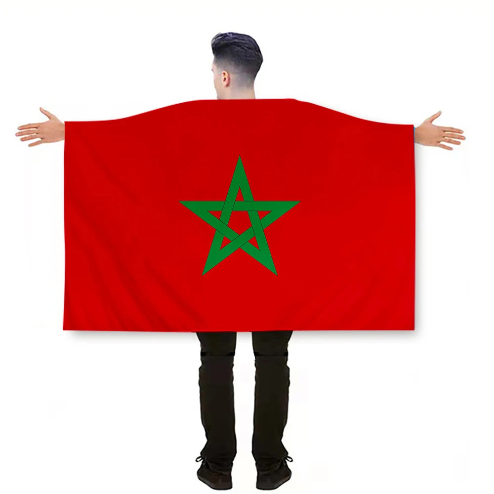 Promotional Double-Side Custom Morocco Cape Flag Fast Delivery 100% Polyester High Quality Banners Flags Made Durable Cloth