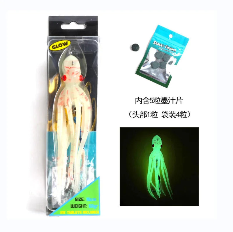 15cm 60g 110g 150g 20cm 200g 250g 300g Tpe Soft Fishing Lures with 3D Eyes Lead Jigging Luminous Squid Octopus Fishing Lure Bait