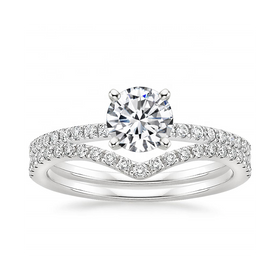 Custom Wedding Ring Set for Women 18K Solid Gold with Flair Moissanite Diamond Classic Style for Christian Lovers
