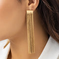 Kaimei Fashion Jewelry Exaggerated Luxury Chain Tassel Earrings Design Gold/Silver 18k Extra Long Dangle Drop Earrings for Women