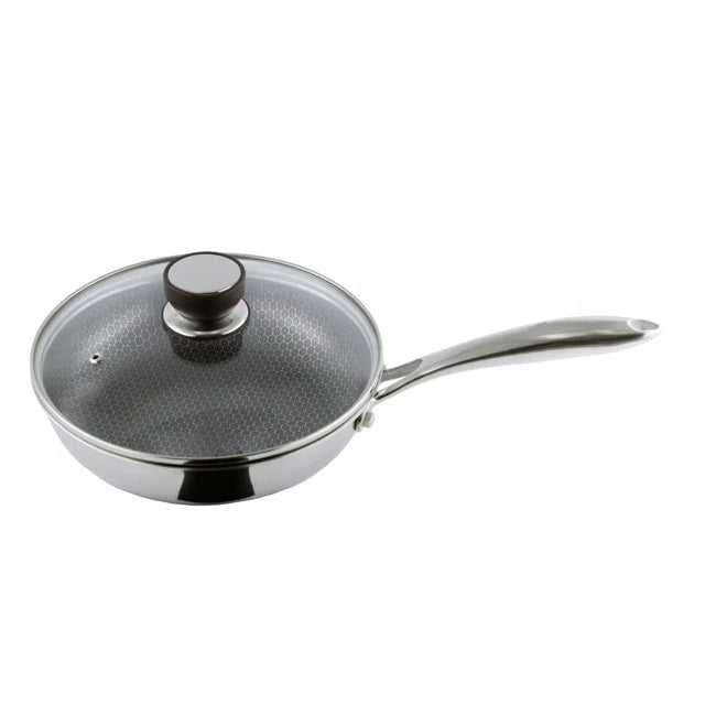 Food Grade Nonstick Cooking Pots and Pans 3 Ply Frying Pan Dishwasher Safe