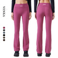 Female High Elastic Slimming Butt Lift Flared Leggings Sportswear Gym & Yoga Fitness Dancing Wear Solid Pattern Flared Pants