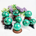 High Quality Hot Sale Bulk Gemstone Standing Malachite Sphere for Home Decoration