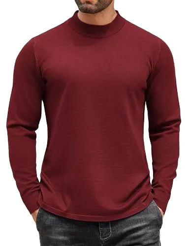 Heavyweight 270G Under-Shirt Loose Pure Color Inner Wear Semi-high Neck Long Sleeve T-shirt Casual Turtleneck Men's Tshirts