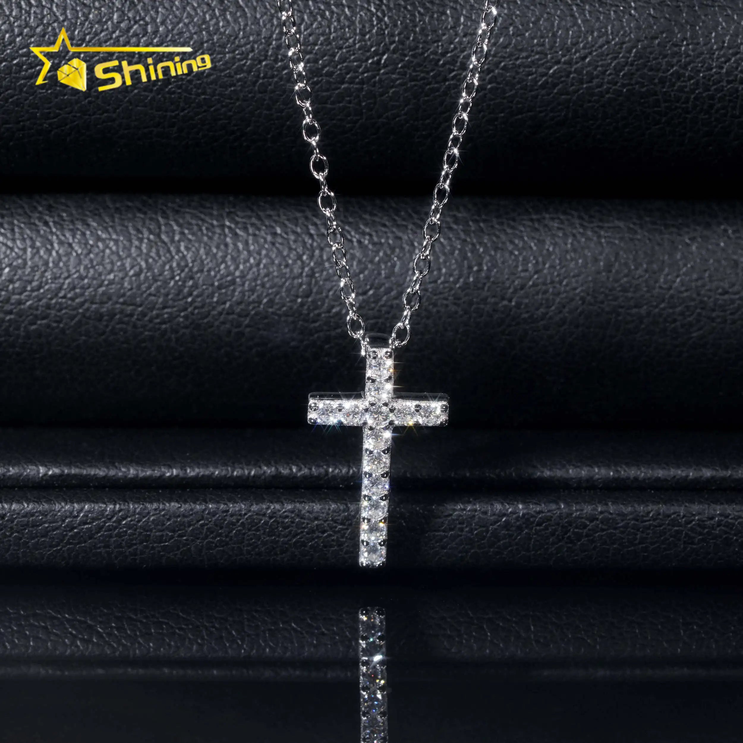 Fast Shipping Hip Hop Jewelry Charms Pendant Sterling Silver Iced Out VVS Moissanite Cross Pendant Necklace for Men Women