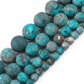 Wholesale Matte Frosted Blue Green American Turquoise Stone Beads 4/6/8/10MM Round for Jewelry DIY