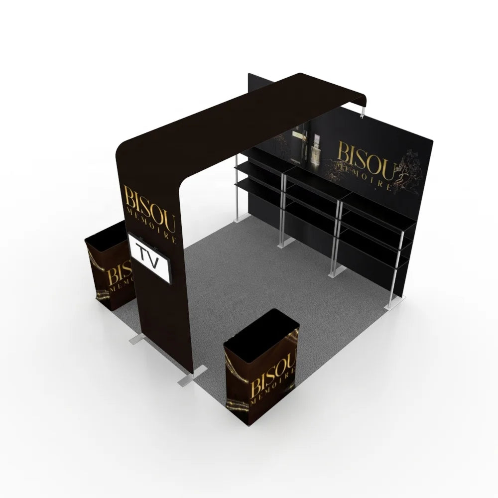 10x10 Quick Build Aluminum Frame Collapsible Trade Show Booth Advertising Expo Full Color Print Portable Cosmetic Display Booth