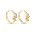 925 Sterling Silver Geometric Rhombus Black Zircon Flower Colourful Zircon Pearl Huggie Earrings for Women