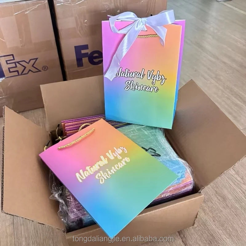 Wholesale Custom  Small Gift Bags with logo Shopping Bag Hard Paper Bag Christmas Customized
