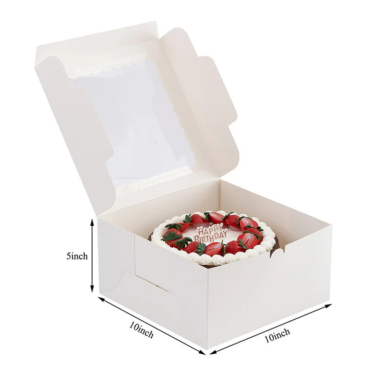 Factory in Stock Wholesale White pink Card with Window Cake Box Cupcake Boxes Baking Packaging Birthday Cake Paper Box Custom