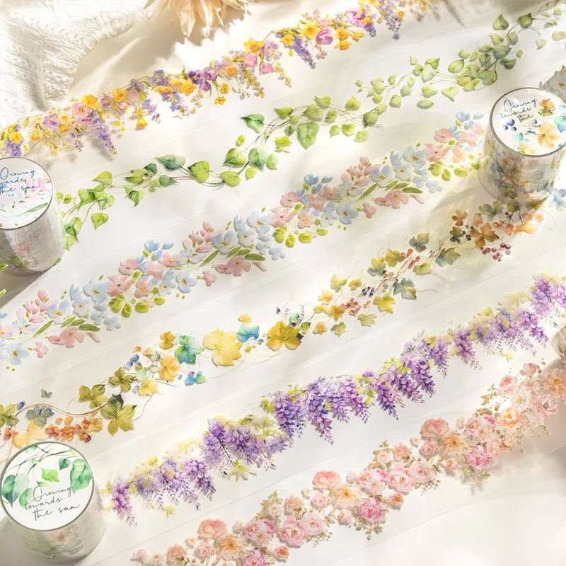 1 Roll Tape Growing in the Sun Series Climbing Vine Theme Landscaping Handbook Decoration Base Collage DIY