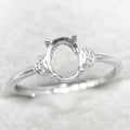 Sterling Silver 6*8mm Semi Mount Ring Frame Empty Blank Support Claw Setting S925 Base Holder Without Center Stone for DIY Inlay