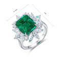 Lanphear Hot Fashion Jewelry S925 Silver Lab Grown Emerald Gemstone Ring Geometric Style Elegant Couple Engagement Party Ring