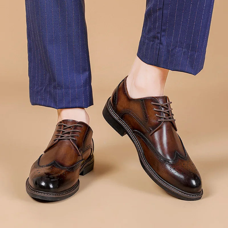 Summer Men Leather Shoes Business Casual Soft Sole Handmade British Style Genuine Leather Shoes MegaBDM