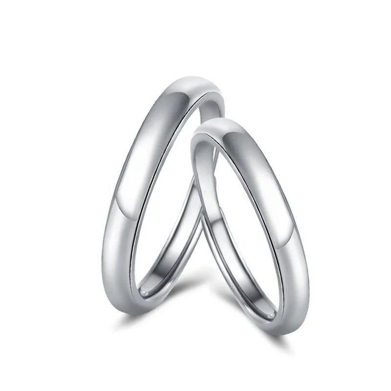 GR96 Custom Jewelry Wholesale Custom Simple Glossy Couple Ring for Men Women  Size Adjustable 925 Silver Wedding Lover Rings