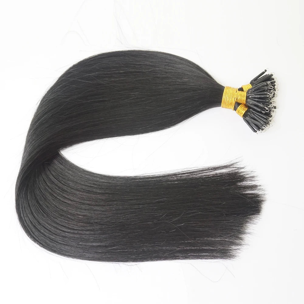 Wholesale 14 Inches 0.8g/s 50s Nano Tip Hair Straight Texture Double Drawn Keratin Tip 100% Remy Human Nano Ring Hair Extensions