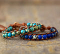 2026 Trendy Imperial Jasper Natural Gemstone Wrap Bracelet for Couples Genuine Leather Women's Jewelry
