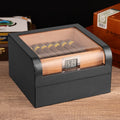 Hot Selling Classic Design Cedar Wood Humidor Large Capacity Three Layers Carbon Fiber Cigar Box Lacquer Technique Wholesale