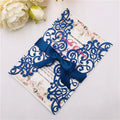 Hot Sale Luxury Laser Cut Wedding Invitation Front Features a Metal Flower Made From High Quality Paper