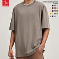 SK Oversized Sport T-Shirt 280g Crewneck Drop Shoulder Heavy-Duty 280 Grams Plain T-Shirt Graffiti Pattern Short Sleeve Knitted
