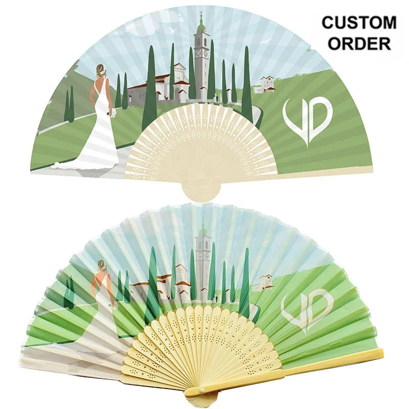 Quality Assurance MOQ 200 Pieces Eco-Friendly Custom Painted Music Hand Fans Bulk for Weddings Custom Church Use for Sale