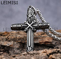 Retro Stainless Steel Viking Style Statement X Shape Cross Pendants Necklace Gifts for Him