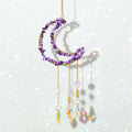Colorful Crystal Ball Wind Chime Hanging Suncatcher Room Rainbow Maker Natural Crystal Chips Moon Prism Hanging for Decoration