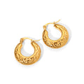 2023 New Vintage French Style Trendy Geometric 18K Gold Exaggerated Textured Hoop Earrings for Women Wholesale