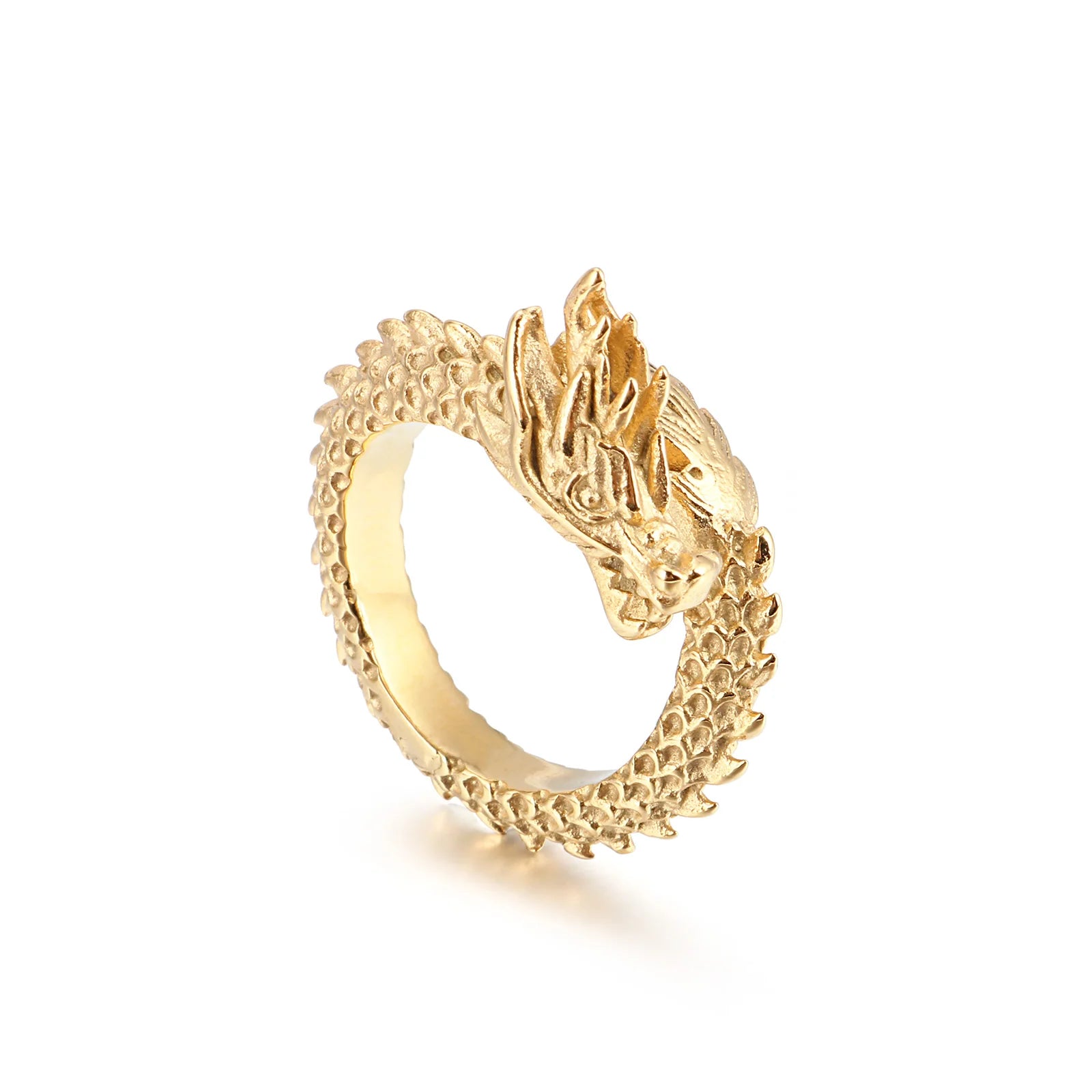 KALEN Wholesale Anillos Stainless Steel Finger Silver Black 18k Gold Plated Rings Retro Dragon Ring for Men
