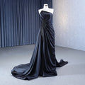 Modern Simple Black Sleeveless Beading Evening Gowns Dress Jancember RSM222126