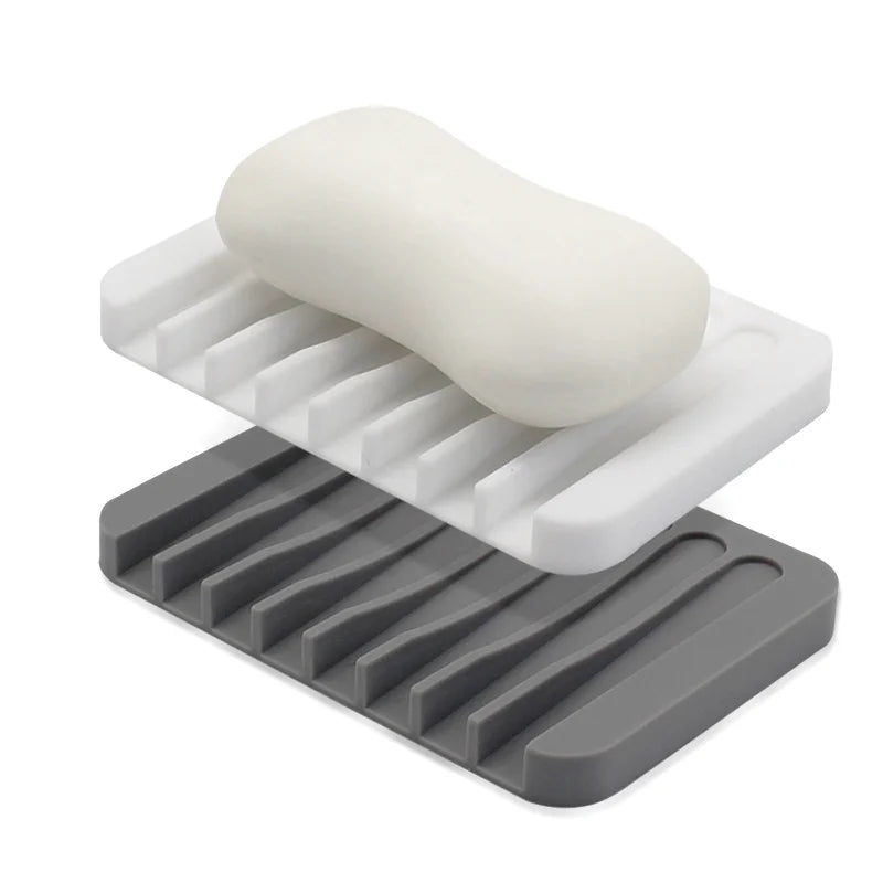 Self Draining Soap Dish Silicone Soap Saver Holder Waterfall Drainer for Bathroom Kitchen Extend Soap Life Keep Bar Dry Clean