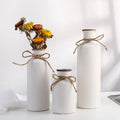 Popular White Three-piece Ceramic Vases Country Style Flower Vases Set for Modern Farmhouse Decoration