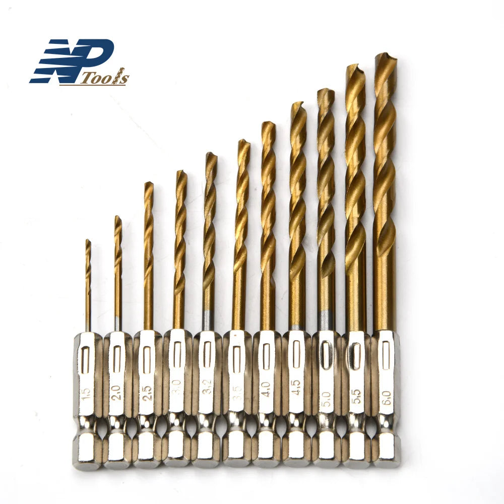 Naipu HSS 4241/4341/M2/M35 Jobber Length Hex Shank Twist Drill Bit for Metal Stainless Steel Aluminium Drilling